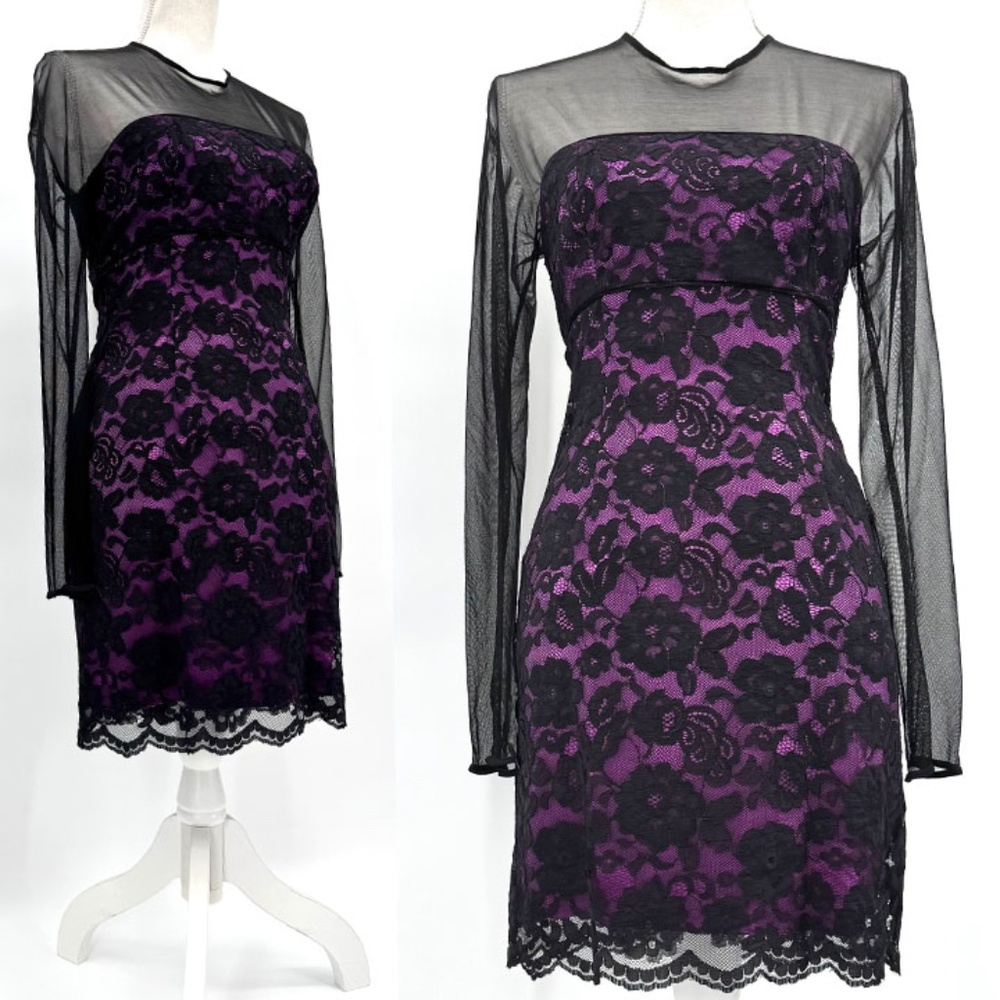VTG Daniel & Rebecca Sheet Lace Overlay Bodycon Cocktail Dress
